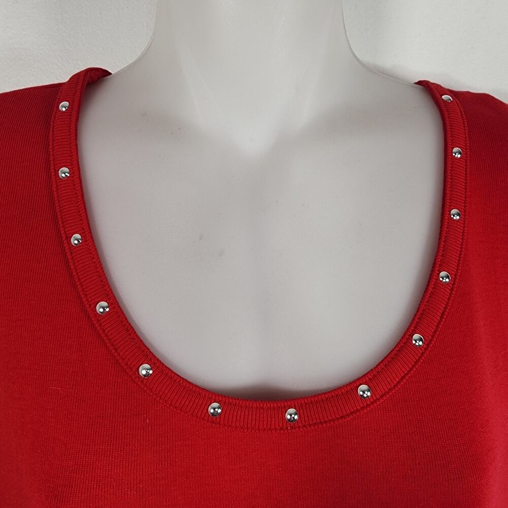 Rafaella Women 2 Piece Knit Cardigan Tank Set Studded 3/4 Sleeve Red Size Large - Picture 6 of 14